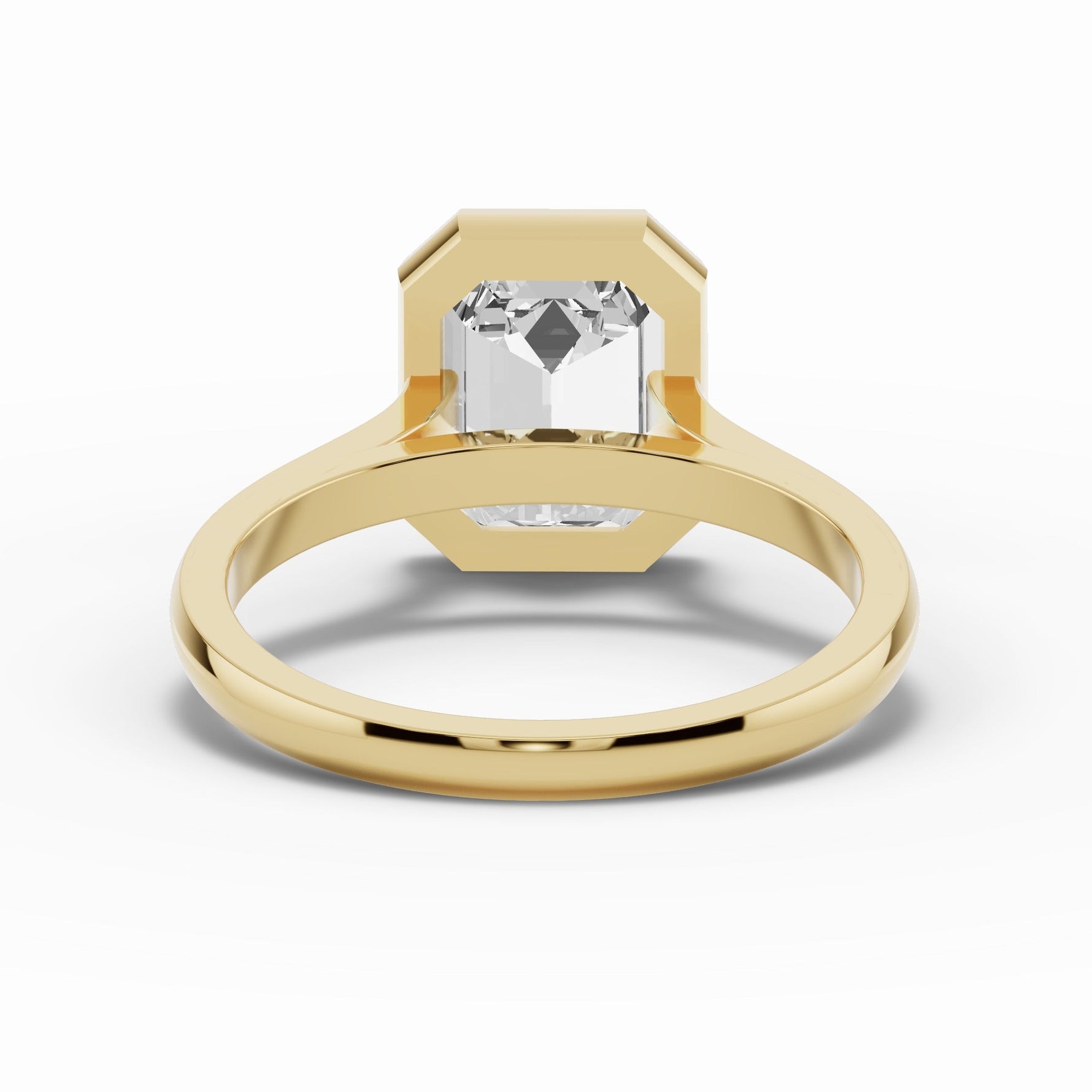 Emerald Cut Lumière Bezel Solitaire Ring ABER-104-EM-LGD  - Abtin & Co.