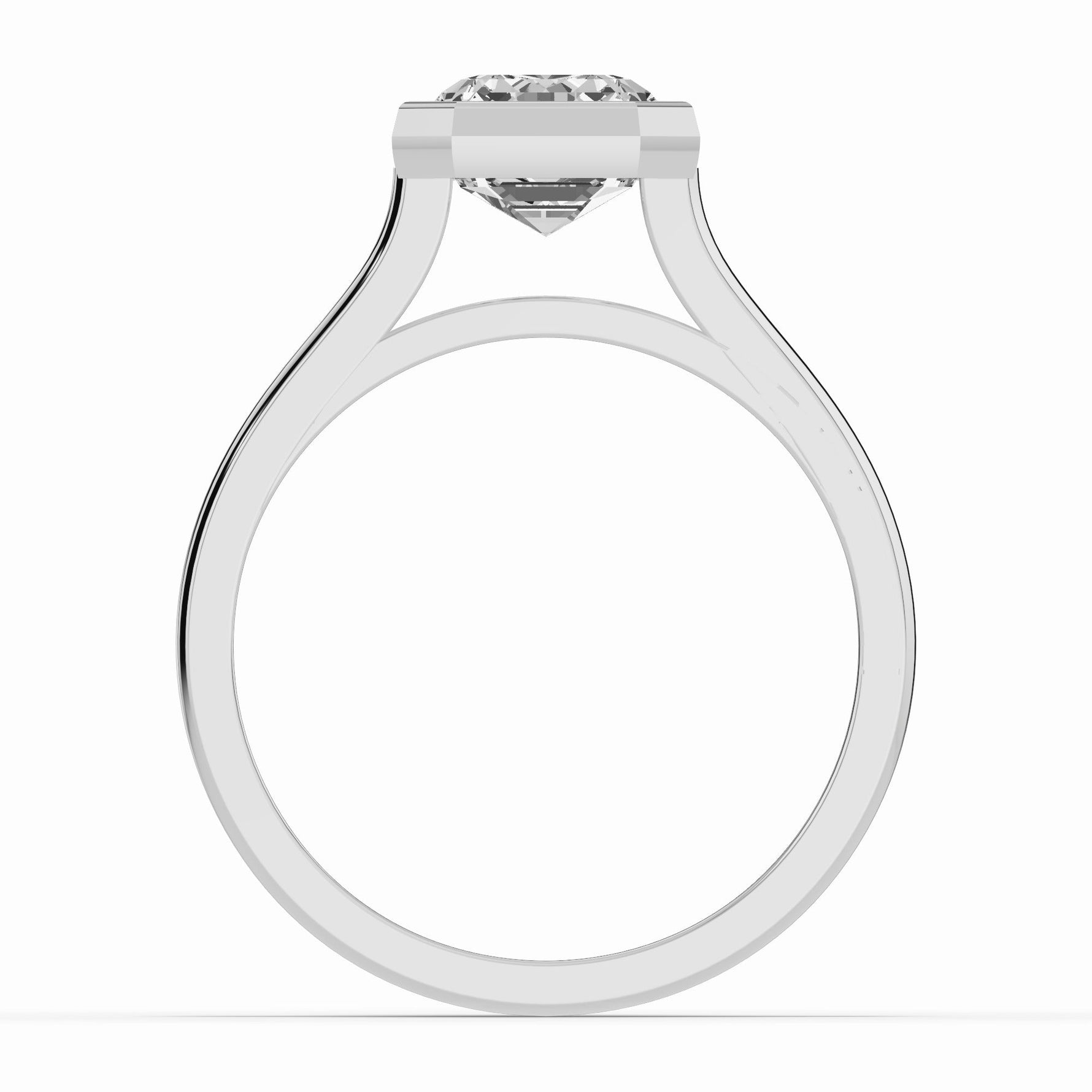 Emerald Cut Lumière Bezel Solitaire Ring ABER-104-EM-LGD  - Abtin & Co.