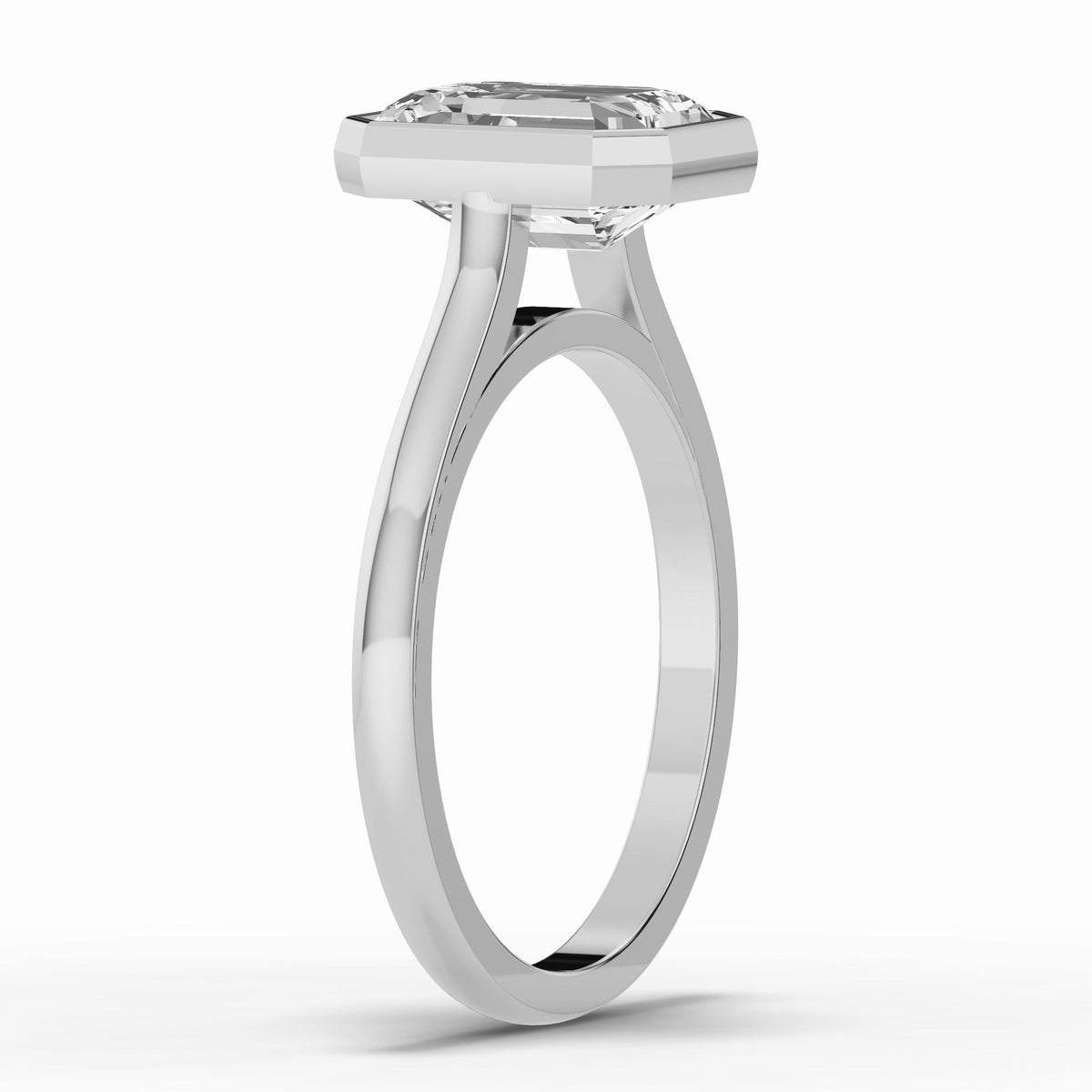 Emerald Cut Lumière Bezel Solitaire Ring ABER-104-EM-LGD  - Abtin & Co.