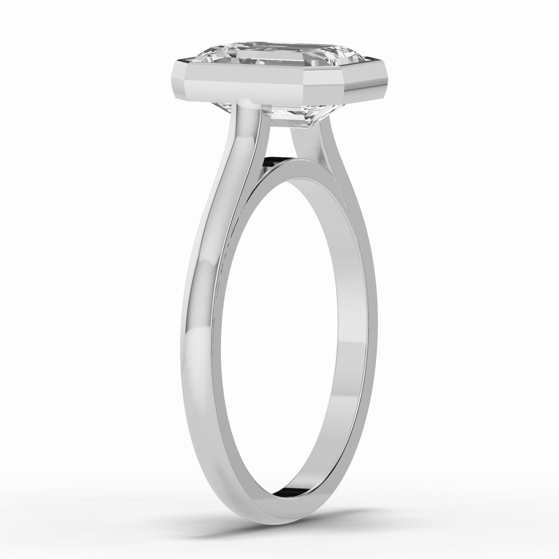 Emerald Cut Lumière Bezel Solitaire Ring ABER-104-EM-LGD  - Abtin & Co.