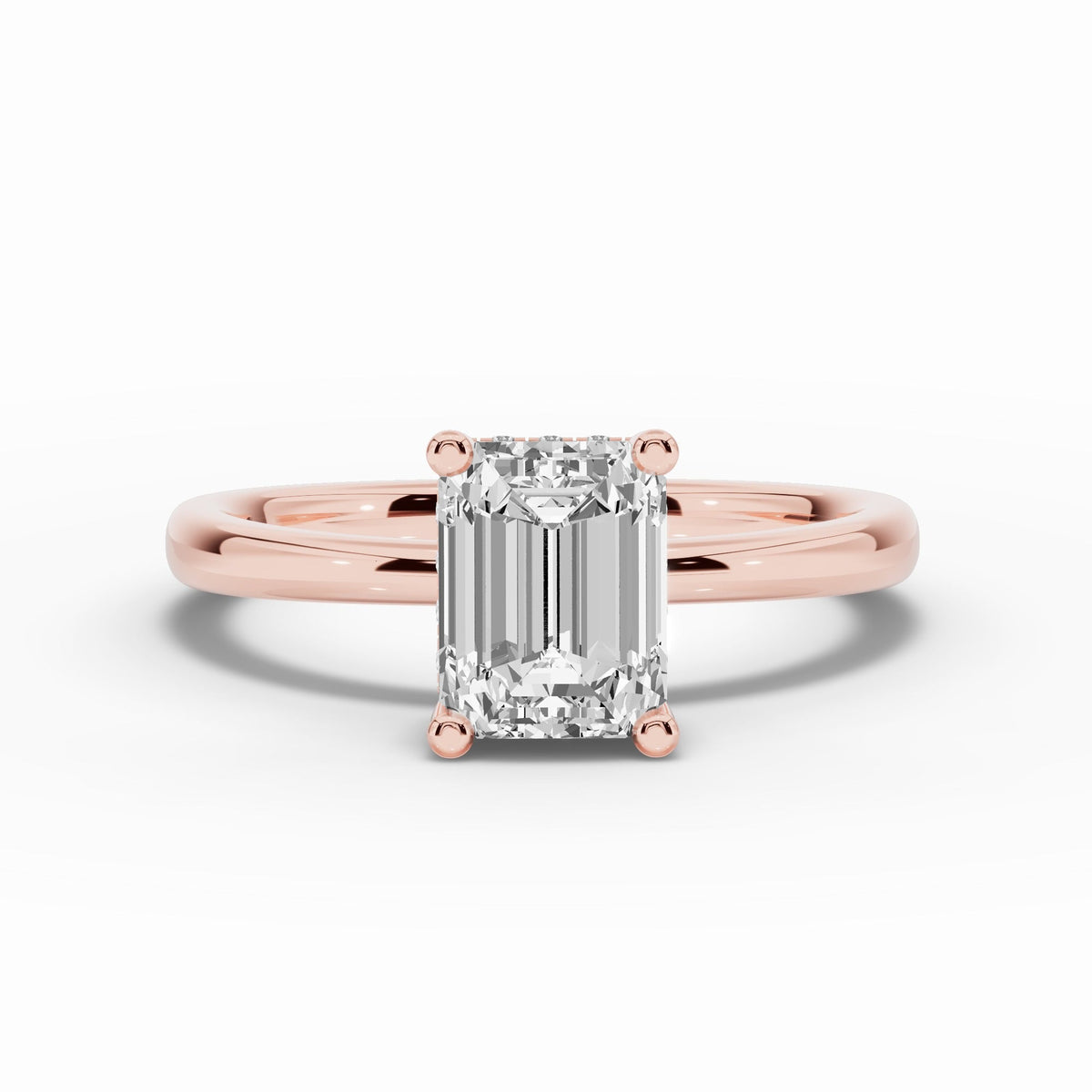 Emerald Cut Lustre Hidden Halo Solitaire Ring ABER-101-EM-LGD-11  - Abtin & Co.