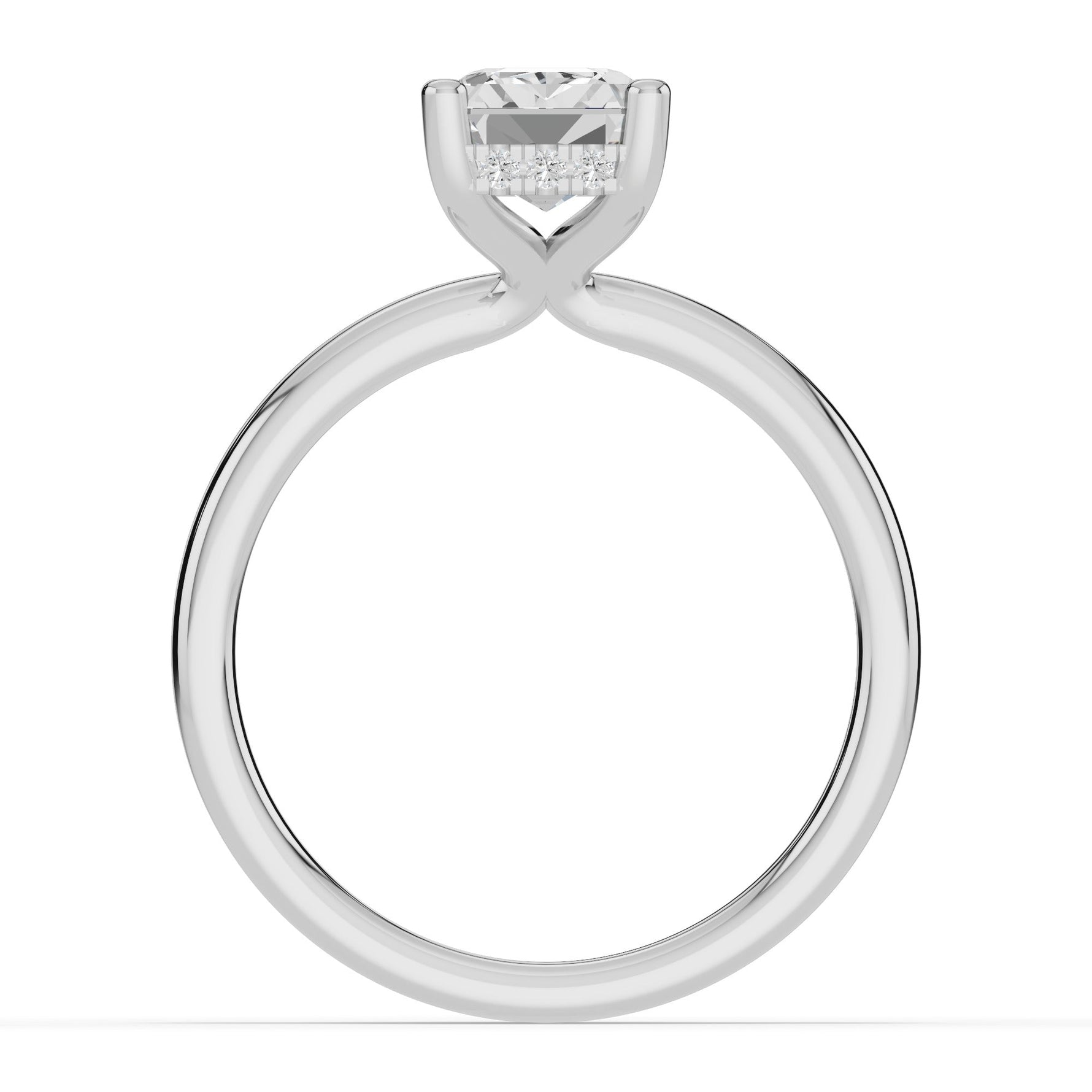 Emerald Cut Lustre Hidden Halo Solitaire Ring ABER-101-EM-LGD-6  - Abtin & Co.