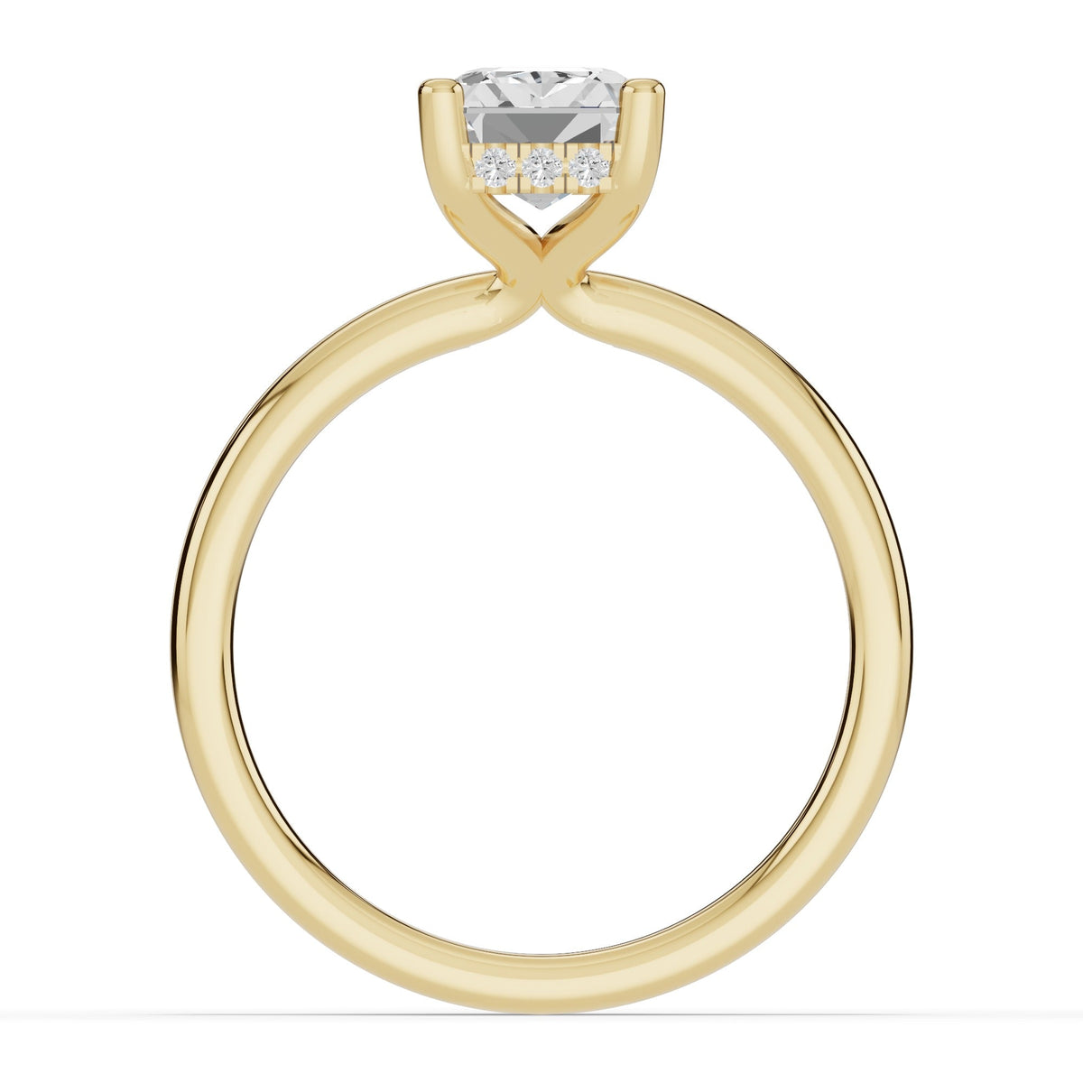 Emerald Cut Lustre Hidden Halo Solitaire Ring ABER-101-EM-LGD-1  - Abtin & Co.