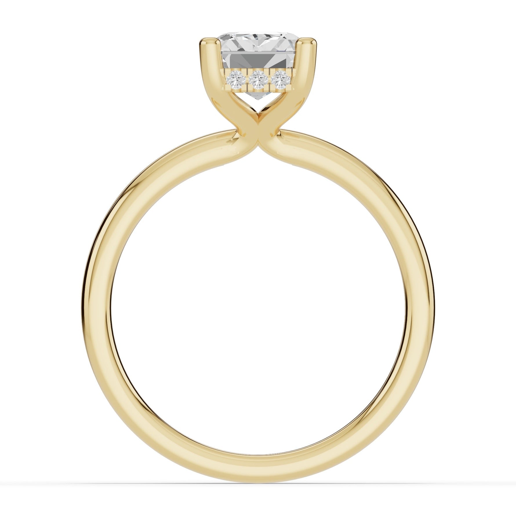 Emerald Cut Lustre Hidden Halo Solitaire Ring ABER-101-EM-LGD-1  - Abtin & Co.