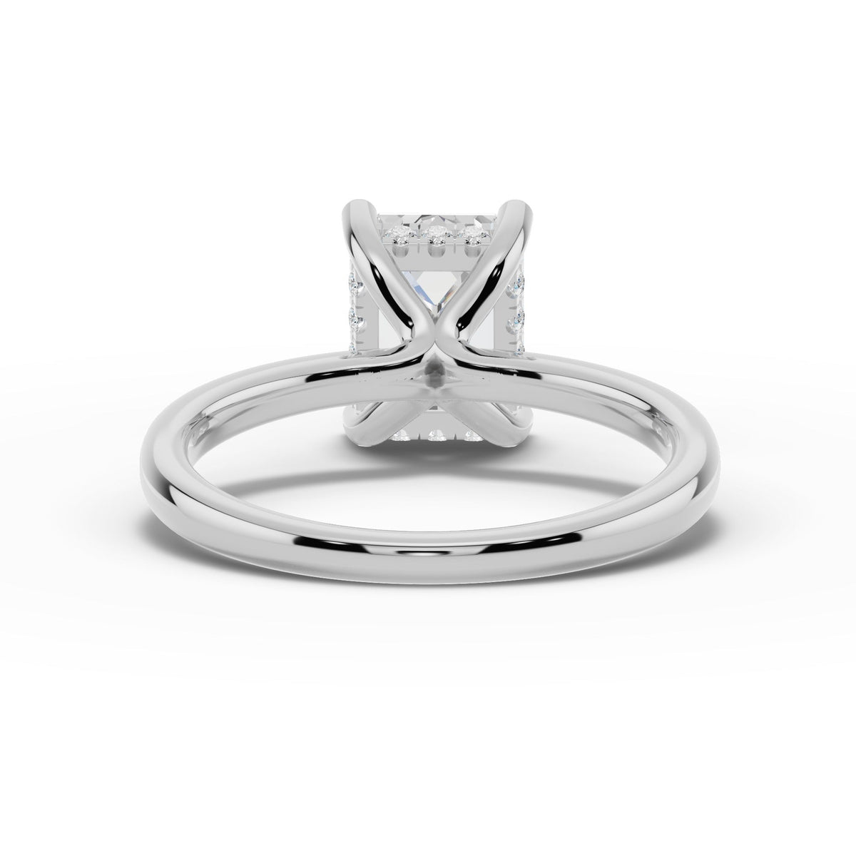 Emerald Cut Lustre Hidden Halo Solitaire Ring ABER-101-EM-LGD-6  - Abtin & Co.
