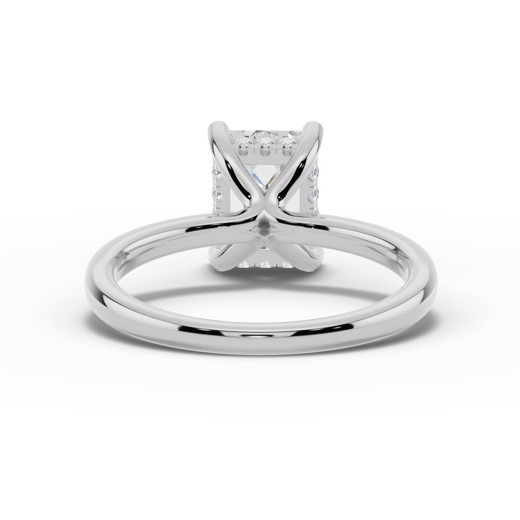 Emerald Cut Lustre Hidden Halo Solitaire Ring ABER-101-EM-LGD-6  - Abtin & Co.