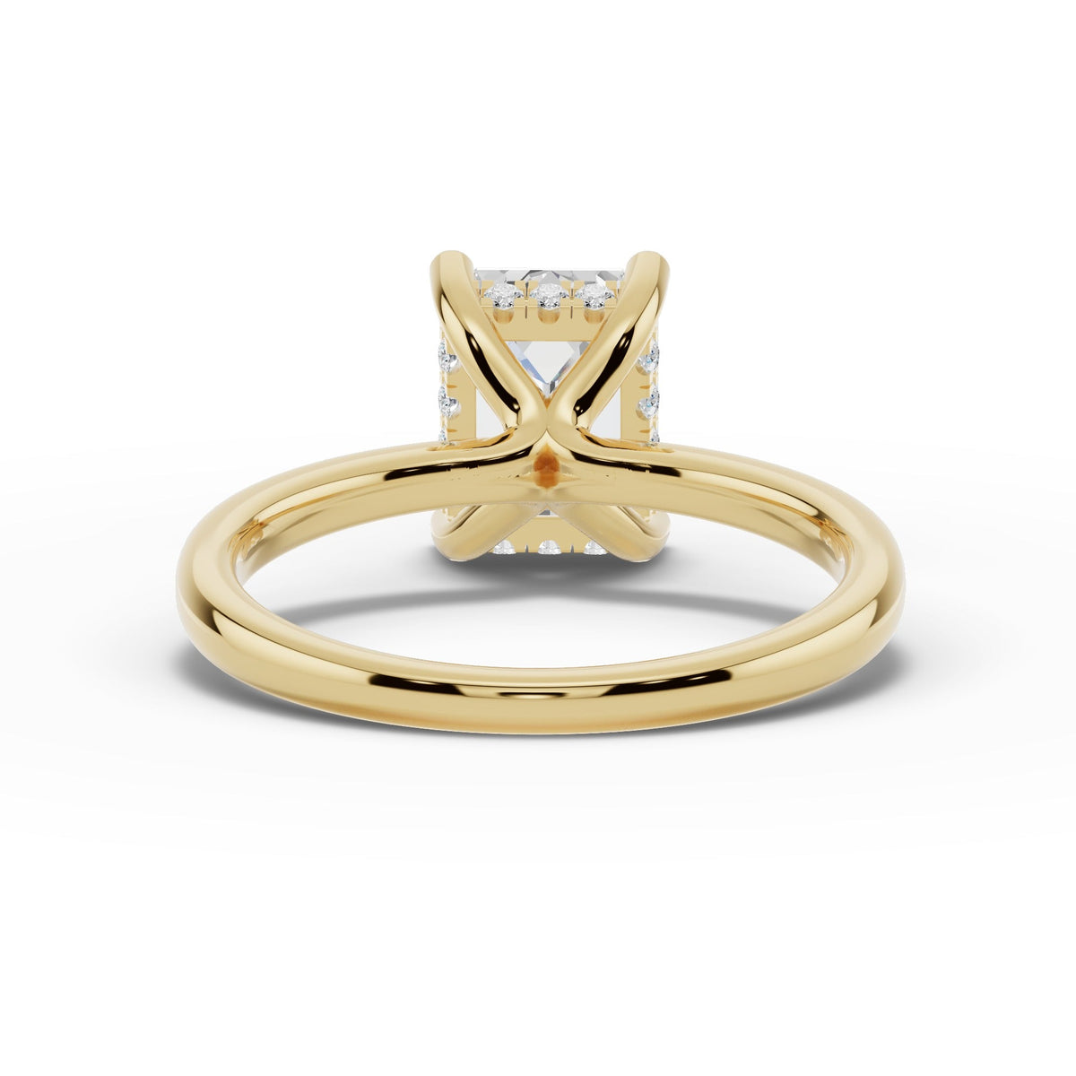 Emerald Cut Lustre Hidden Halo Solitaire Ring ABER-101-EM-LGD-1  - Abtin & Co.