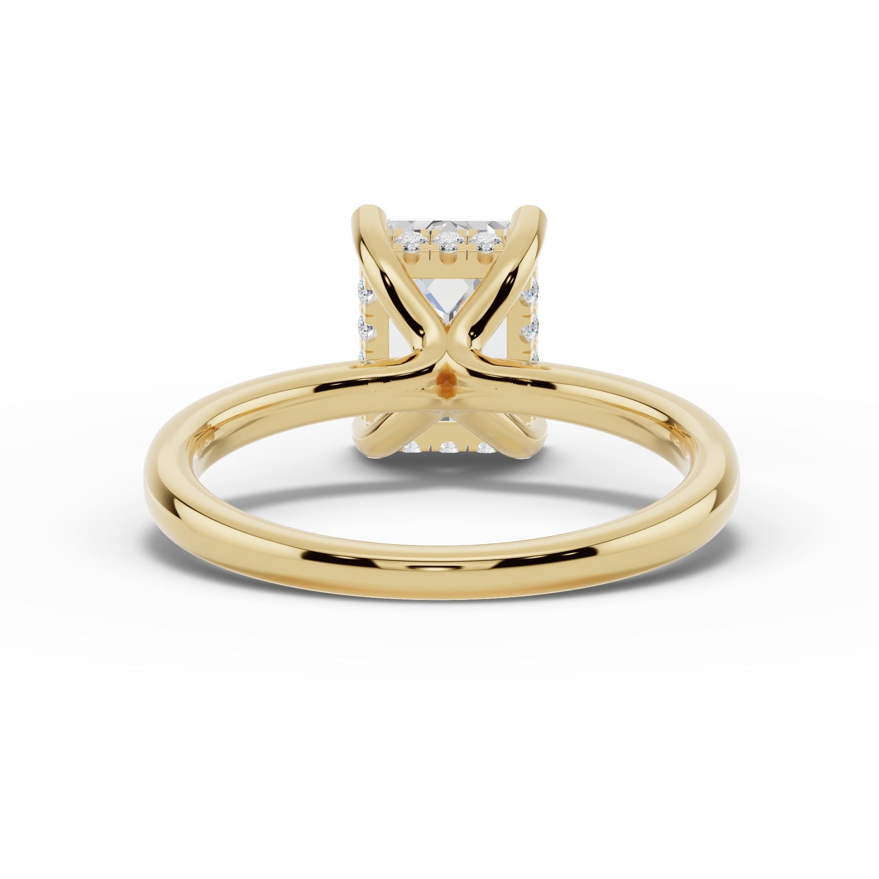 Emerald Cut Lustre Hidden Halo Solitaire Ring ABER-101-EM-LGD-1  - Abtin & Co.