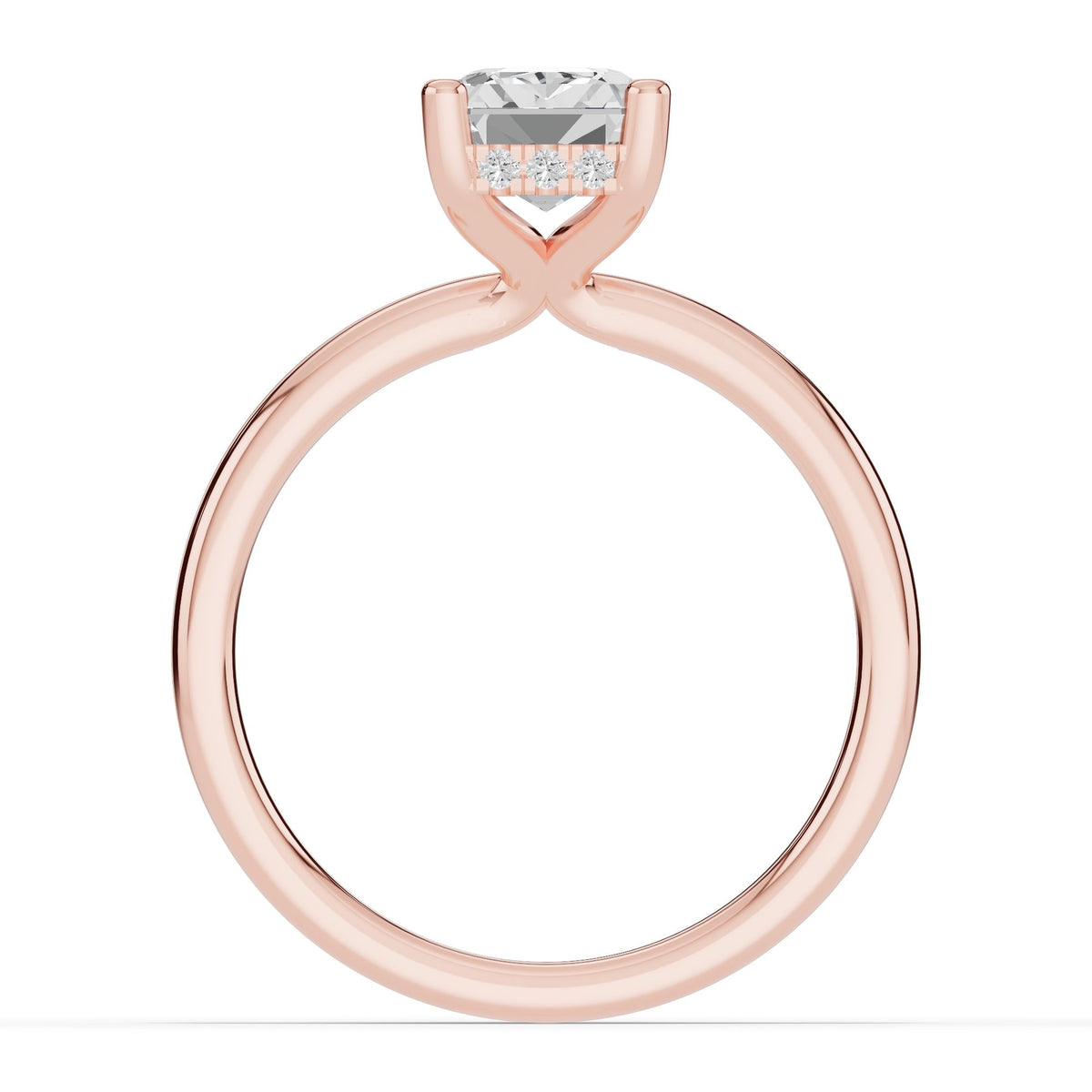 Emerald Cut Lustre Hidden Halo Solitaire Ring ABER-101-EM-LGD-11  - Abtin & Co.