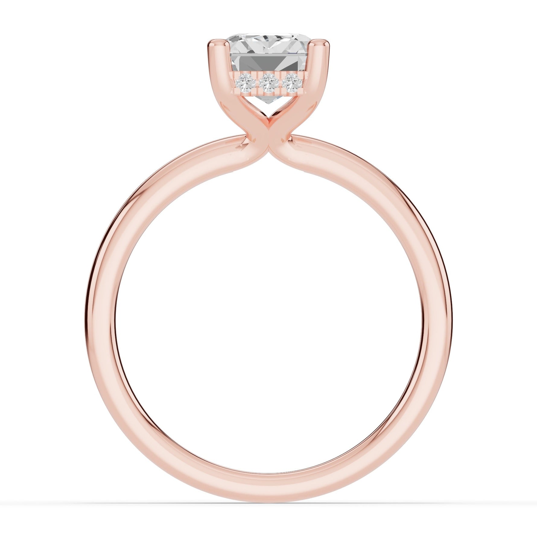 Emerald Cut Lustre Hidden Halo Solitaire Ring ABER-101-EM-LGD-11  - Abtin & Co.