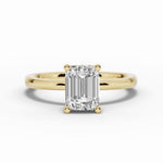 Emerald Cut Lustre Hidden Halo Solitaire Ring ABER-101-EM-LGD-1  - Abtin & Co.