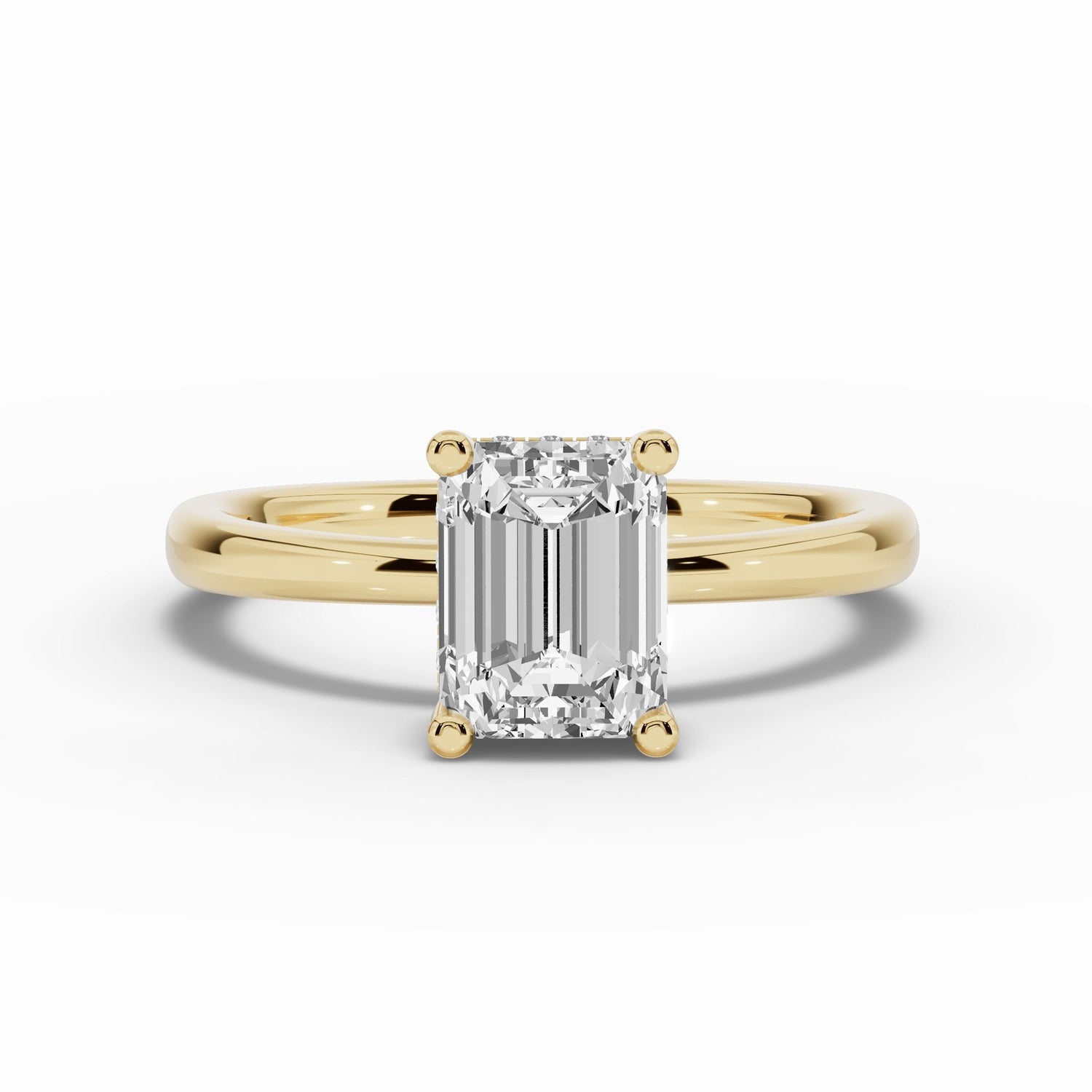 Emerald Cut Lustre Hidden Halo Solitaire Ring ABER-101-EM-LGD-1  - Abtin & Co.