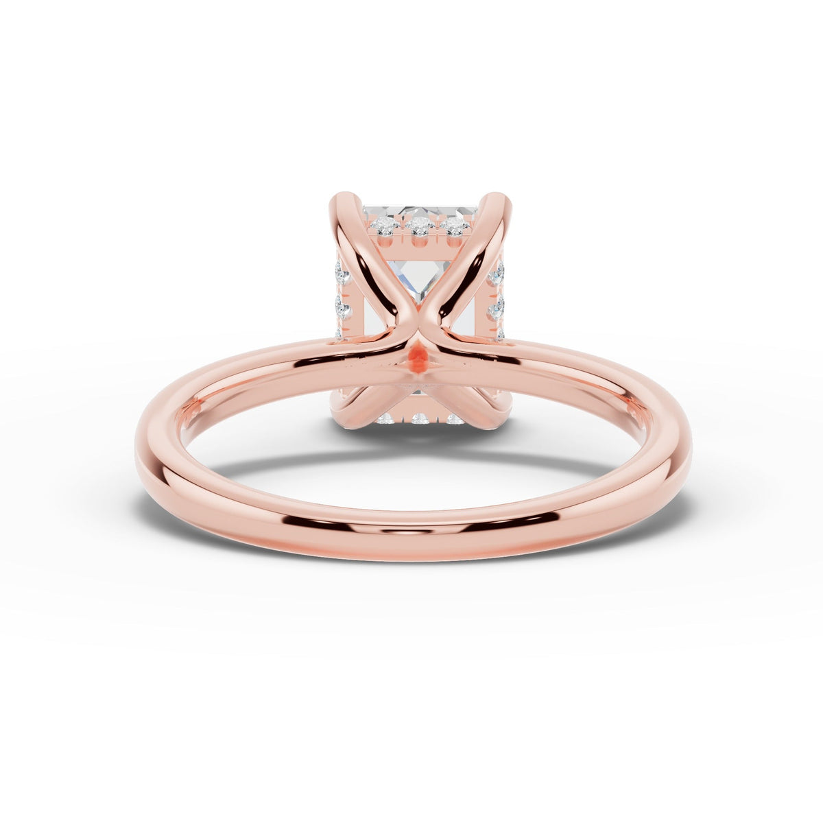 Emerald Cut Lustre Hidden Halo Solitaire Ring ABER-101-EM-LGD-11  - Abtin & Co.