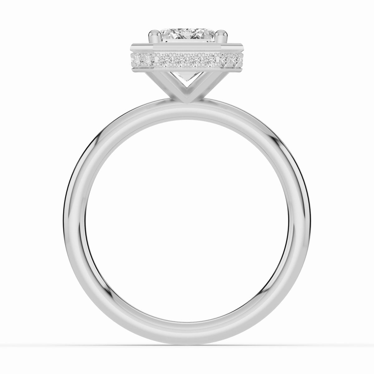 Emerald Cut Nova Halo Engagement Ring Ring ABER-108-EM-LGD-6  - Abtin & Co.