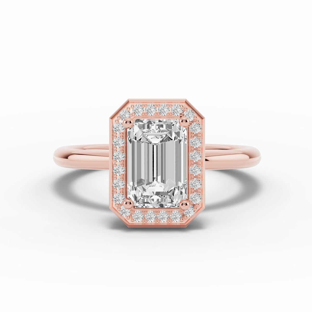 Emerald Cut Nova Halo Engagement Ring Ring ABER-108-EM-LGD-11  - Abtin & Co.
