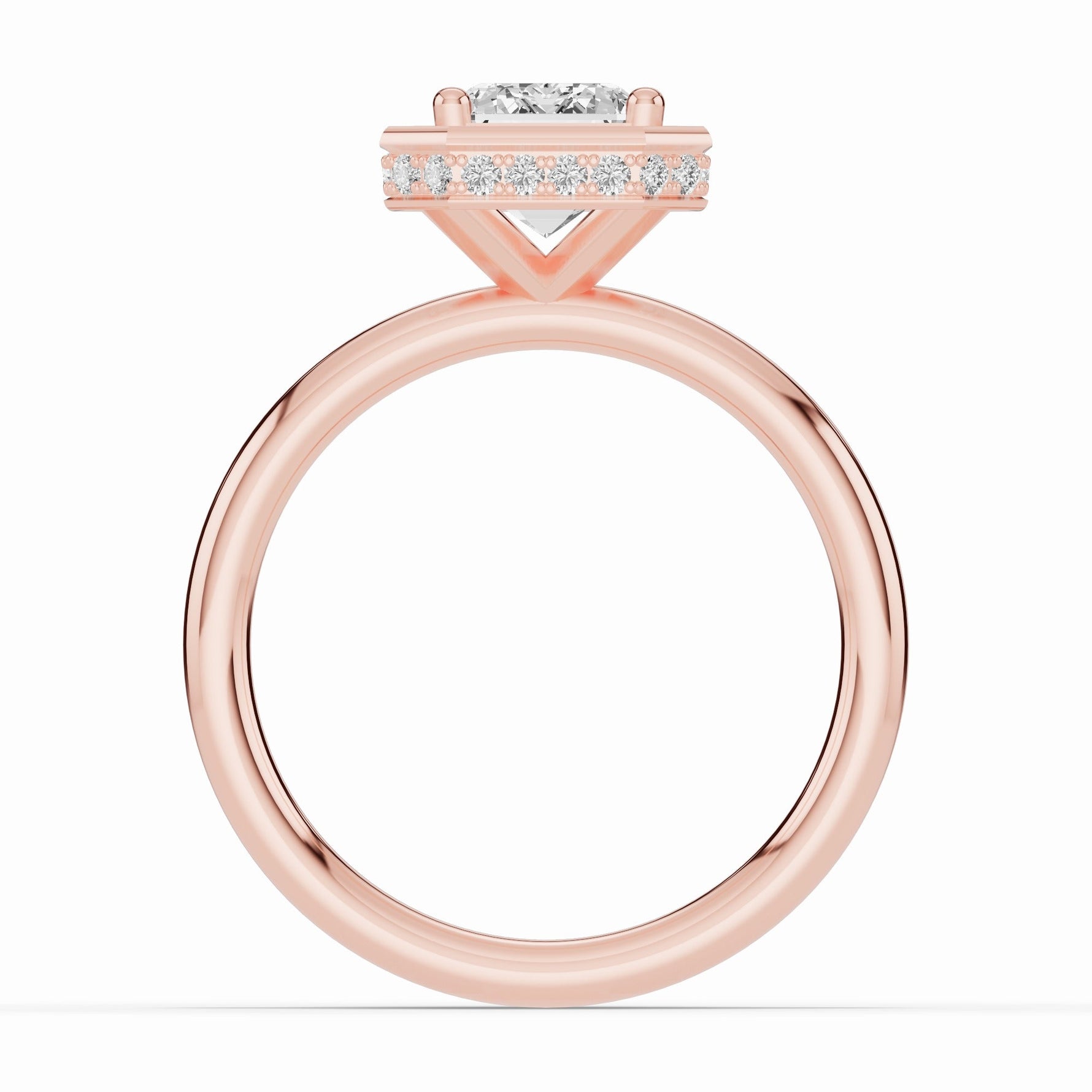 Emerald Cut Nova Halo Engagement Ring Ring ABER-108-EM-LGD-11  - Abtin & Co.