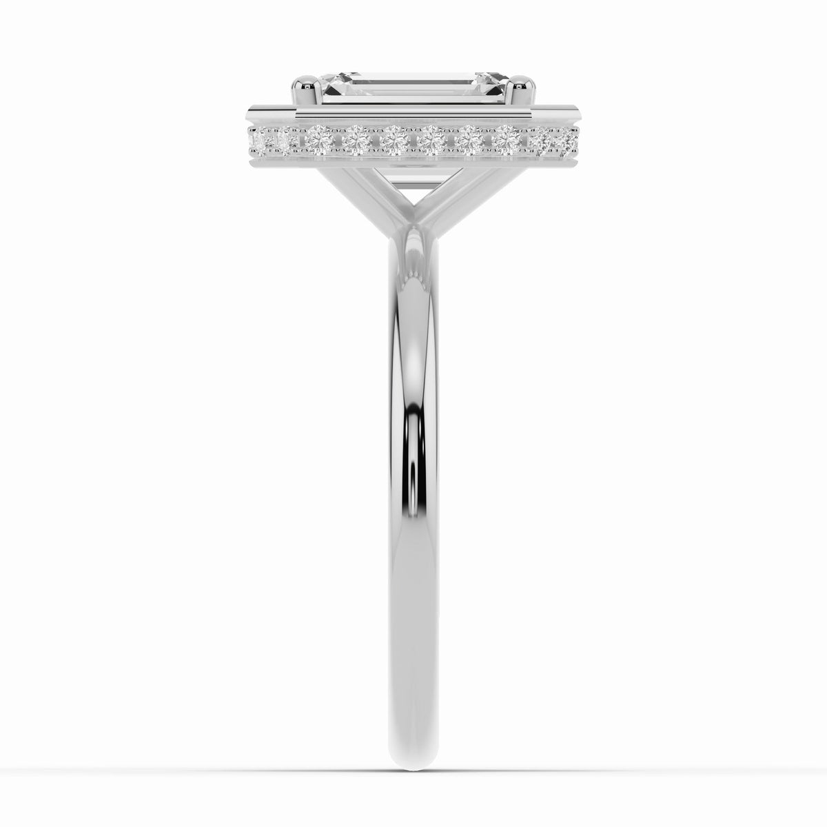 Emerald Cut Nova Halo Engagement Ring Ring ABER-108-EM-LGD-6  - Abtin & Co.