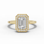 Emerald Cut Nova Halo Engagement Ring Ring ABER-108-EM-LGD-1  - Abtin & Co.