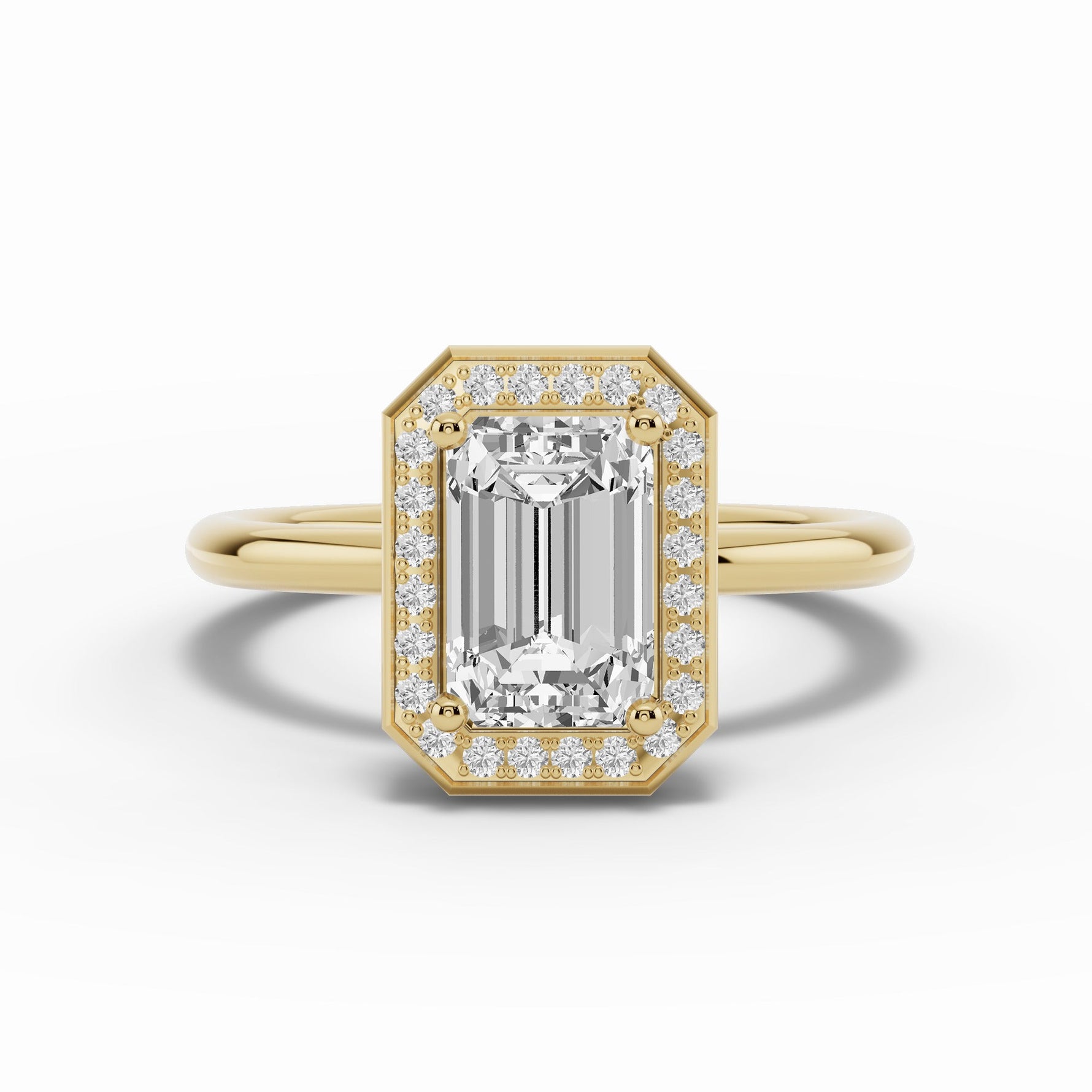 Emerald Cut Nova Halo Engagement Ring Ring ABER-108-EM-LGD-1  - Abtin & Co.