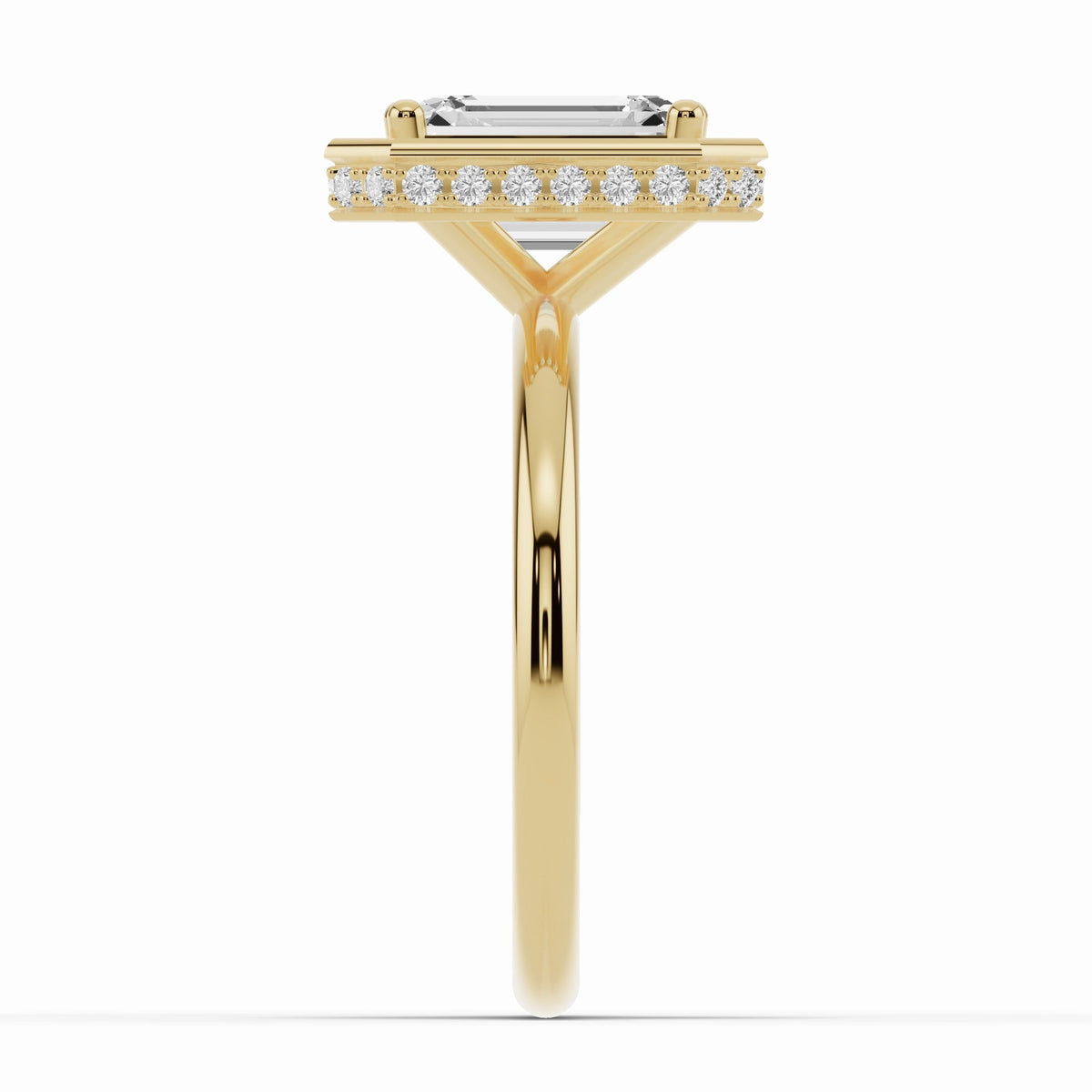 Emerald Cut Nova Halo Engagement Ring Ring ABER-108-EM-LGD-1  - Abtin & Co.