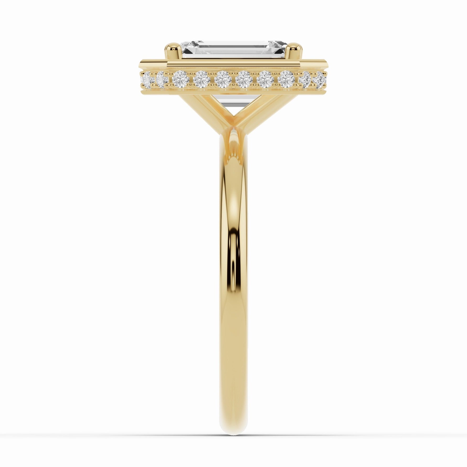 Emerald Cut Nova Halo Engagement Ring Ring ABER-108-EM-LGD-1  - Abtin & Co.