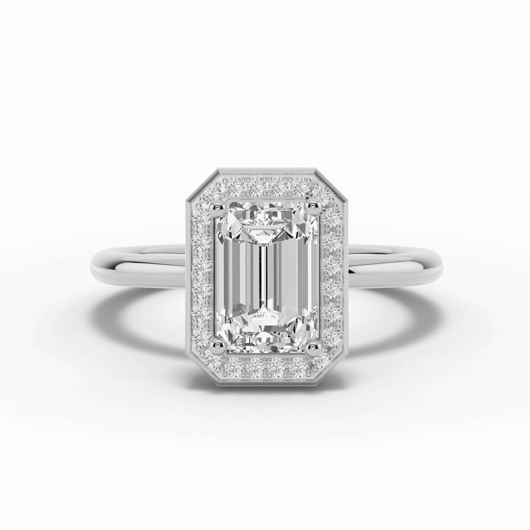Emerald Cut Nova Halo Engagement Ring Ring ABER-108-EM-LGD-6  - Abtin & Co.
