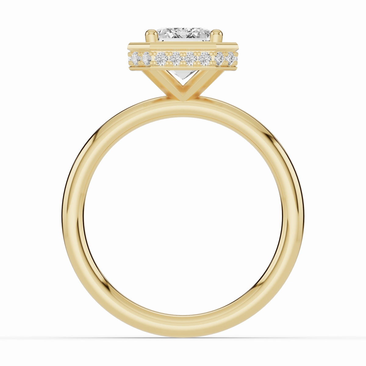 Emerald Cut Nova Halo Engagement Ring Ring ABER-108-EM-LGD-1  - Abtin & Co.