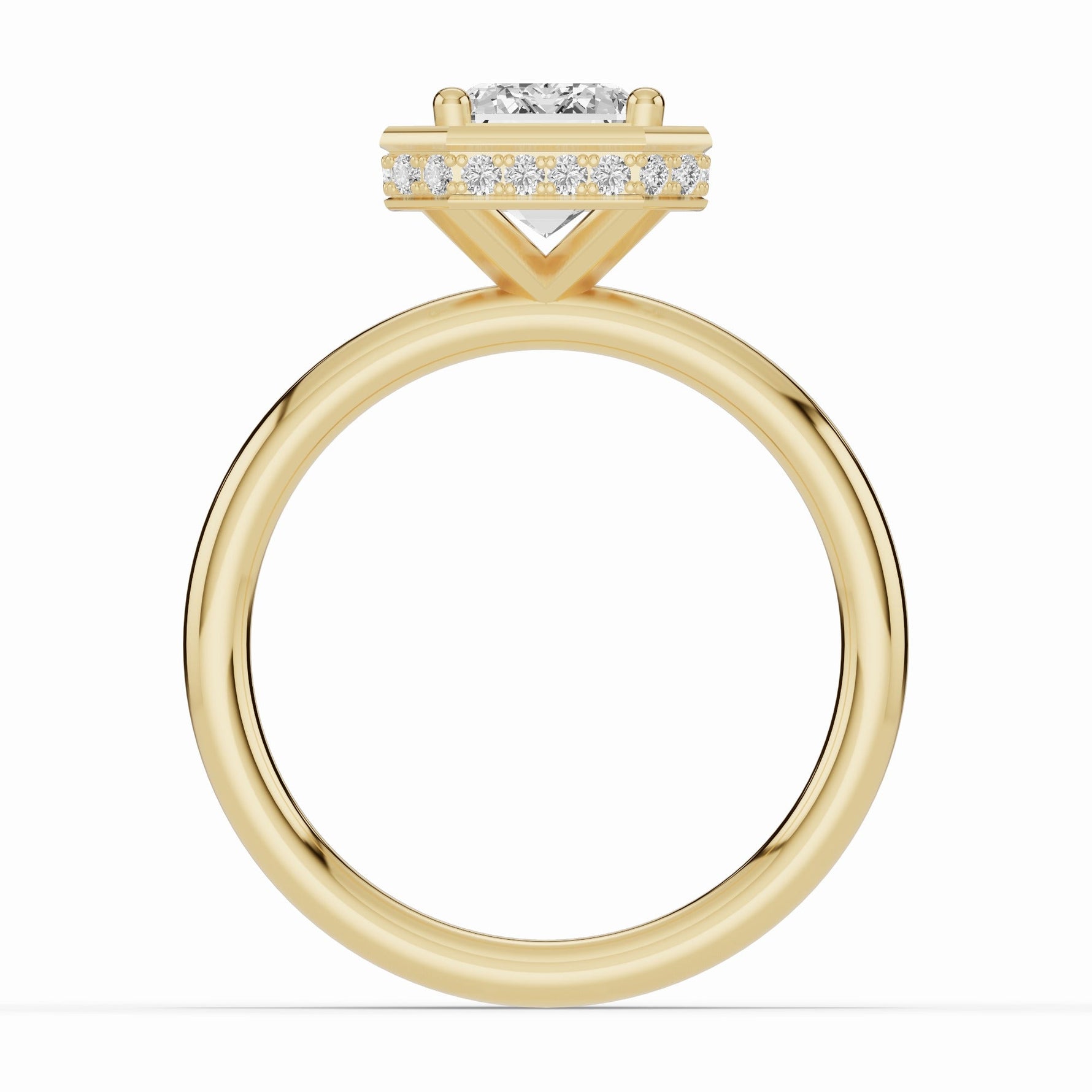 Emerald Cut Nova Halo Engagement Ring Ring ABER-108-EM-LGD-1  - Abtin & Co.