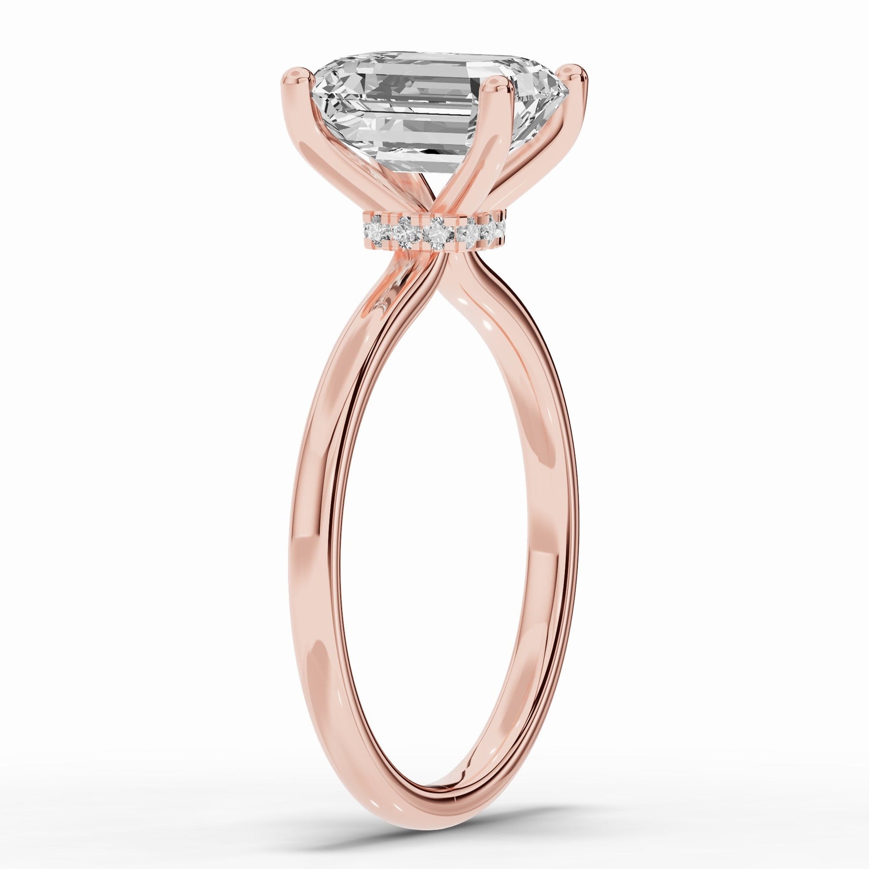Emerald Cut Tiara Glow Solitaire Ring ABER-102-EM-LGD-11  - Abtin & Co.