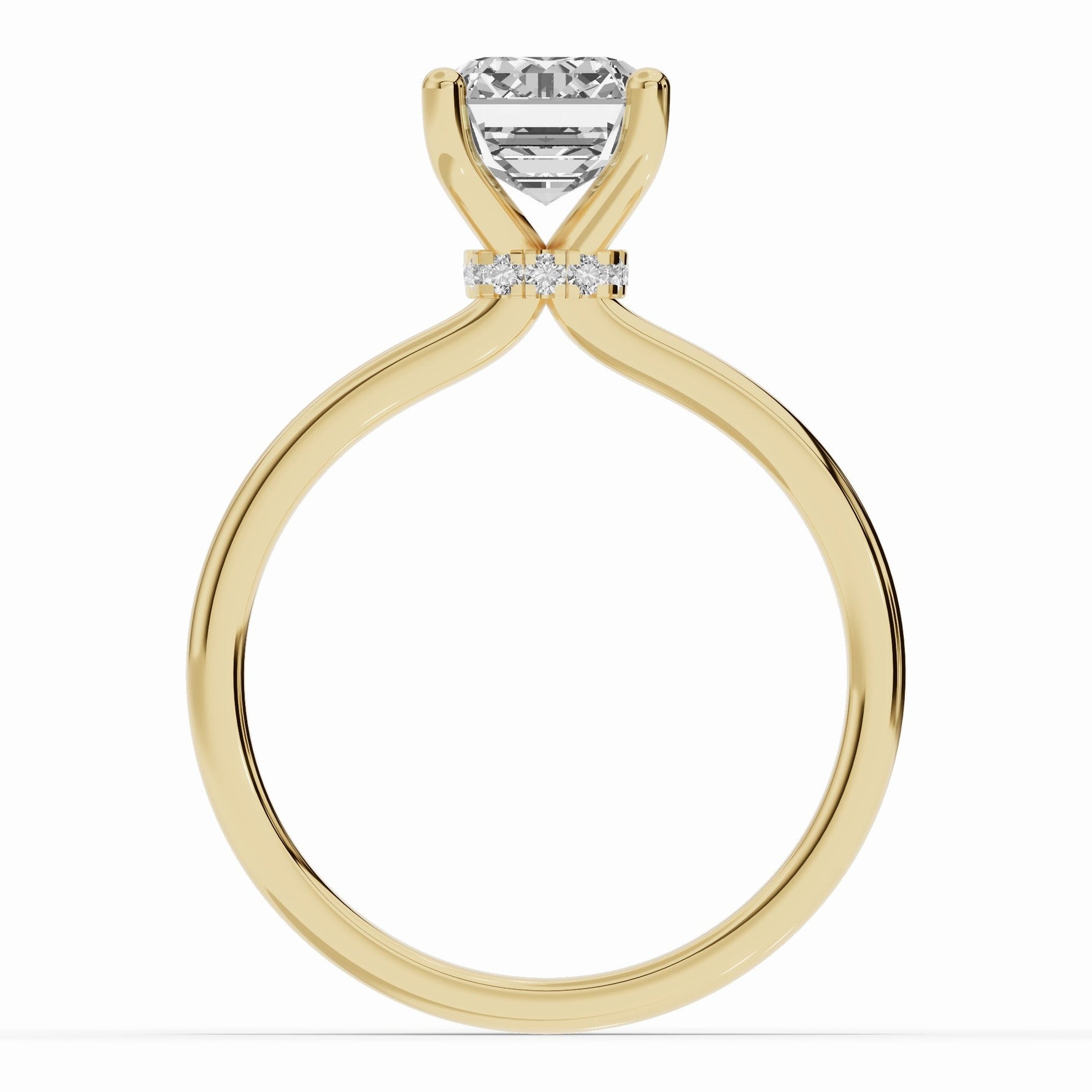 Emerald Cut Tiara Glow Solitaire Ring ABER-102-EM-LGD-1  - Abtin & Co.