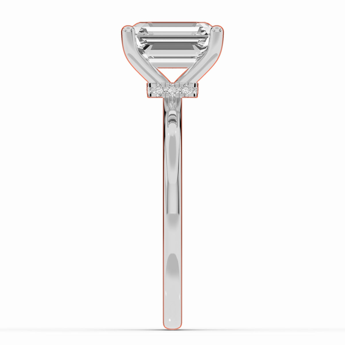 Emerald Cut Tiara Glow Solitaire Ring ABER-102-EM-LGD-6  - Abtin & Co.