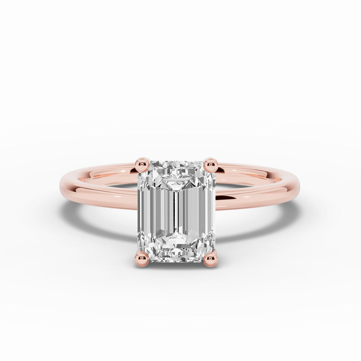 Emerald Cut Tiara Glow Solitaire Ring ABER-102-EM-LGD-11  - Abtin & Co.