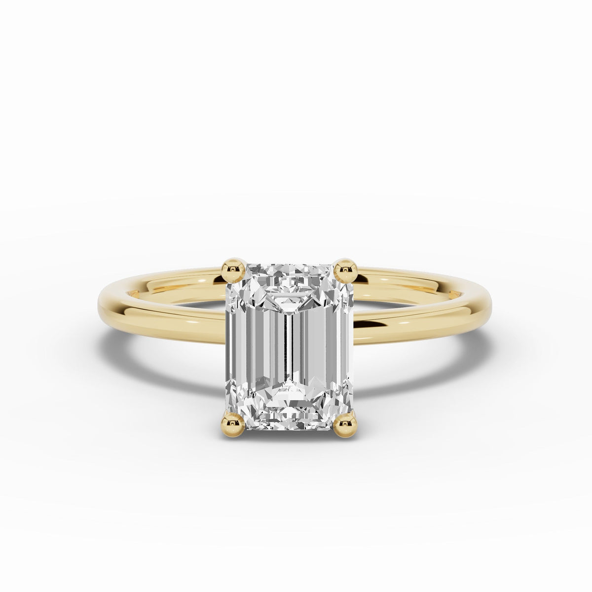 Emerald Cut Tiara Glow Solitaire Ring ABER-102-EM-LGD-1  - Abtin & Co.