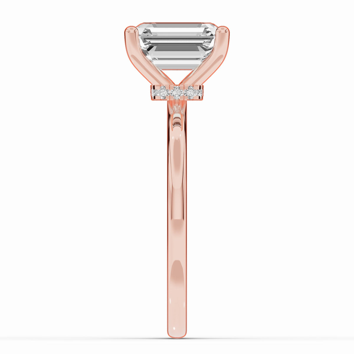 Emerald Cut Tiara Glow Solitaire Ring ABER-102-EM-LGD-11  - Abtin & Co.