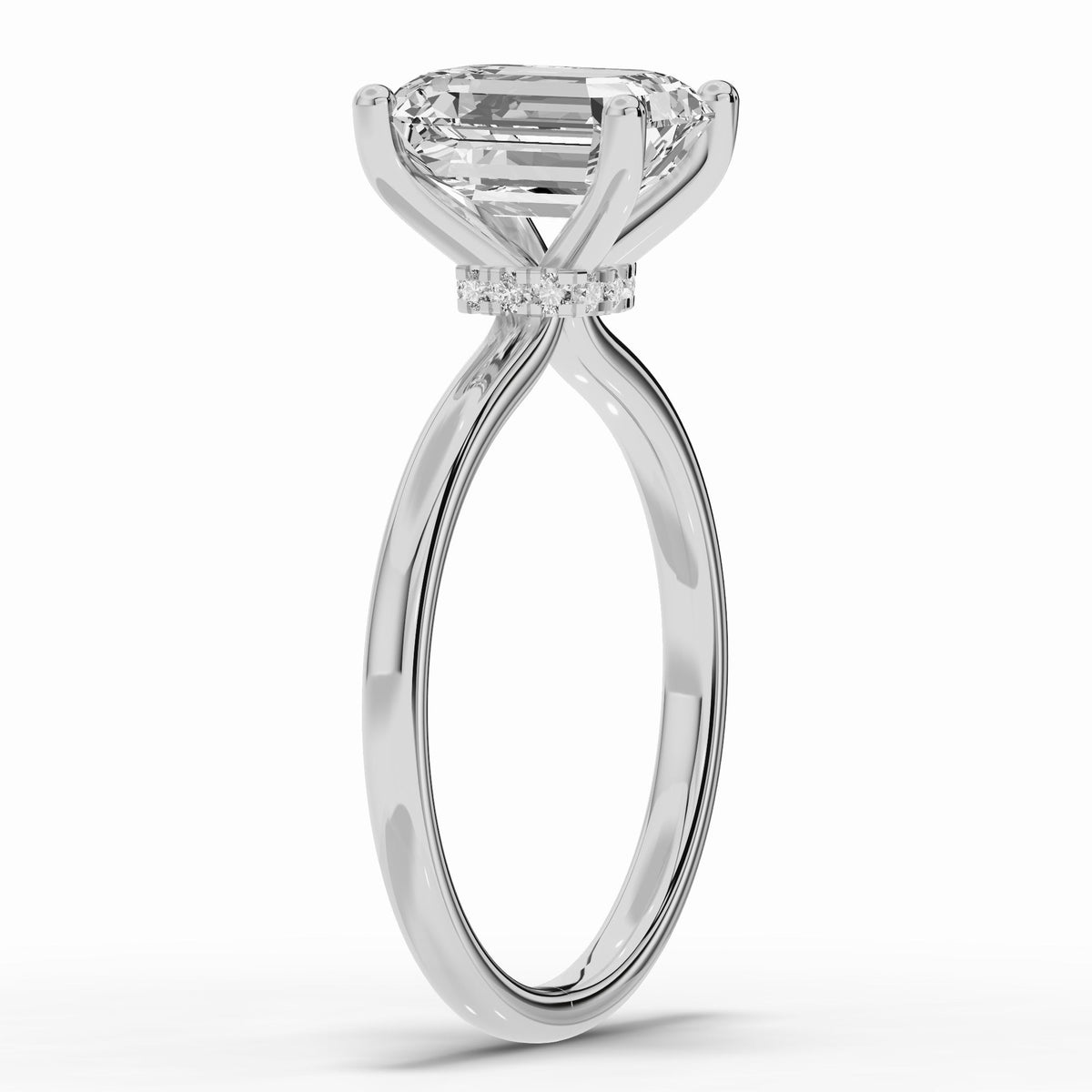 Emerald Cut Tiara Glow Solitaire Ring ABER-102-EM-LGD-6  - Abtin & Co.