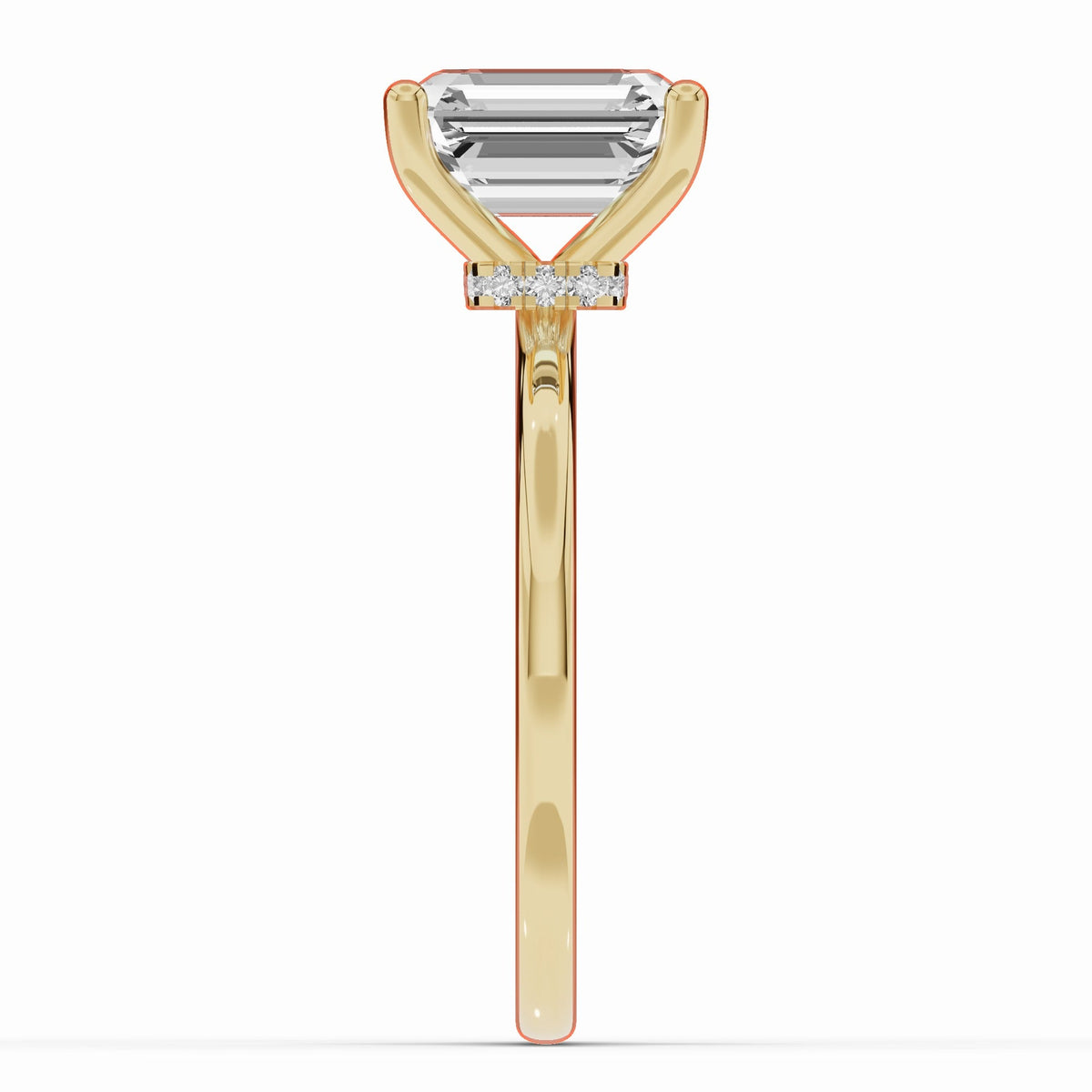 Emerald Cut Tiara Glow Solitaire Ring ABER-102-EM-LGD-1  - Abtin & Co.