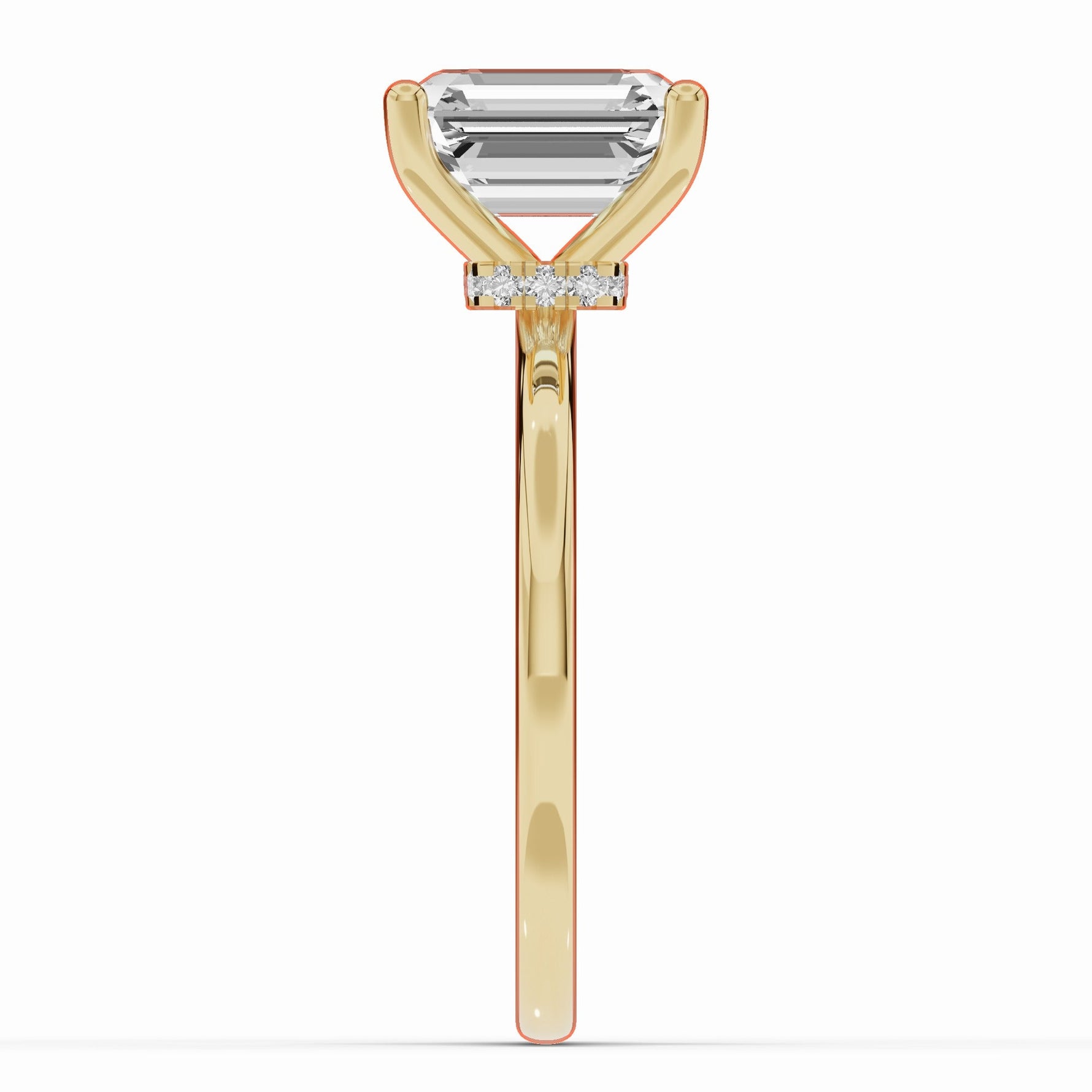 Emerald Cut Tiara Glow Solitaire Ring ABER-102-EM-LGD-1  - Abtin & Co.