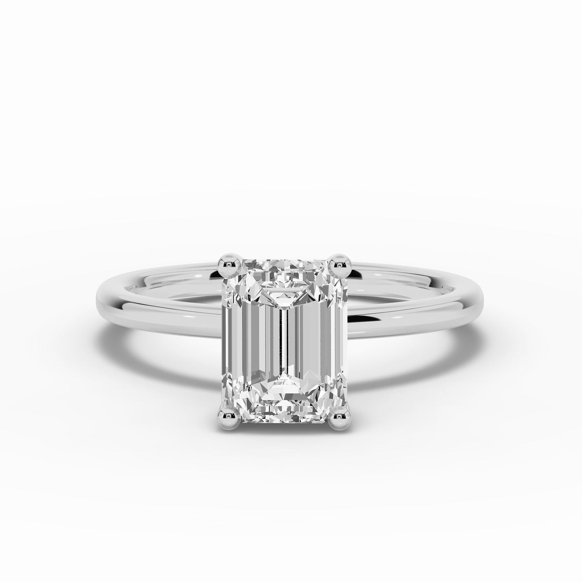Emerald Cut Tiara Glow Solitaire Ring ABER-102-EM-LGD-6  - Abtin & Co.