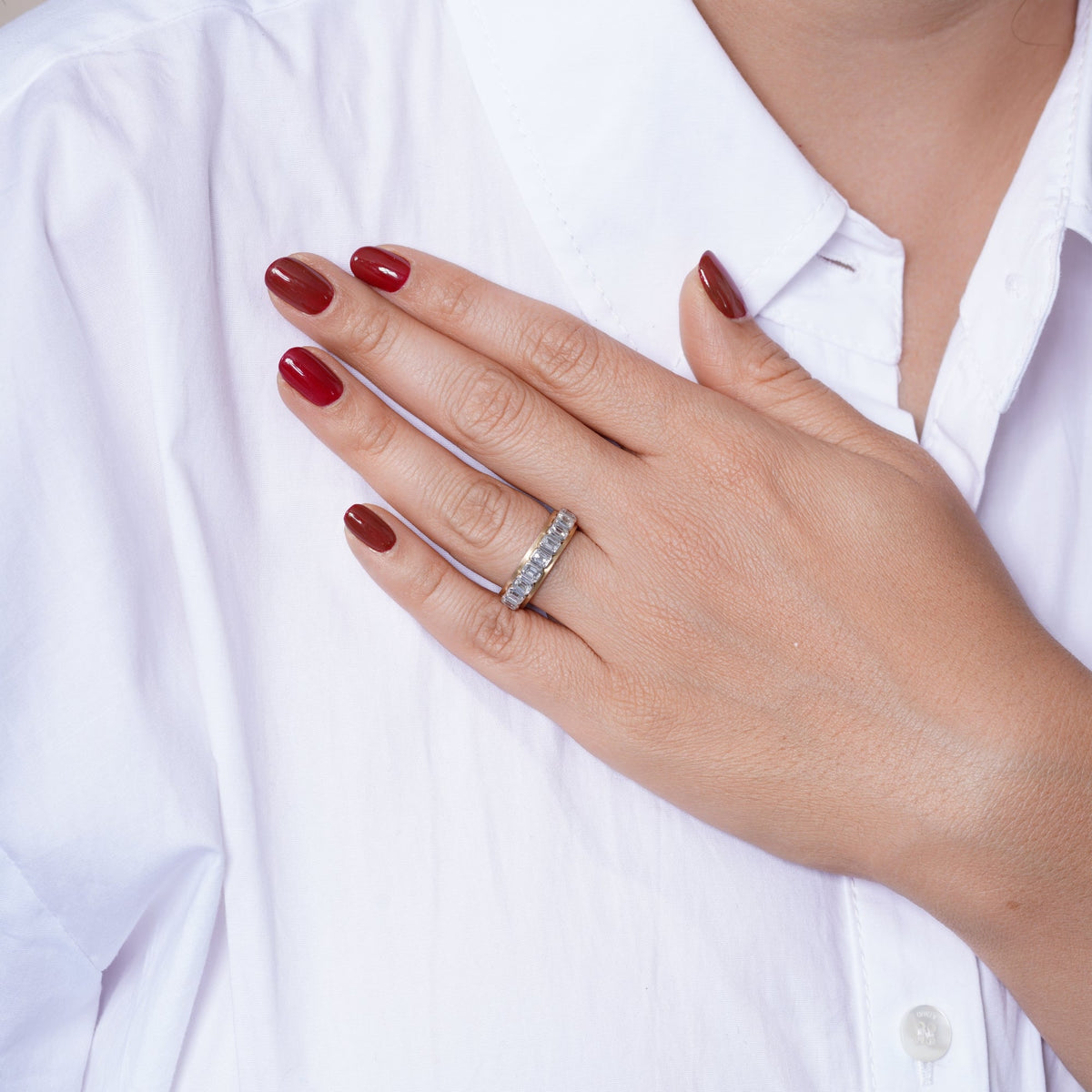 Emerald cut Vivenne Bnad Ring ABB-729-EM-D-1  - Abtin & Co.