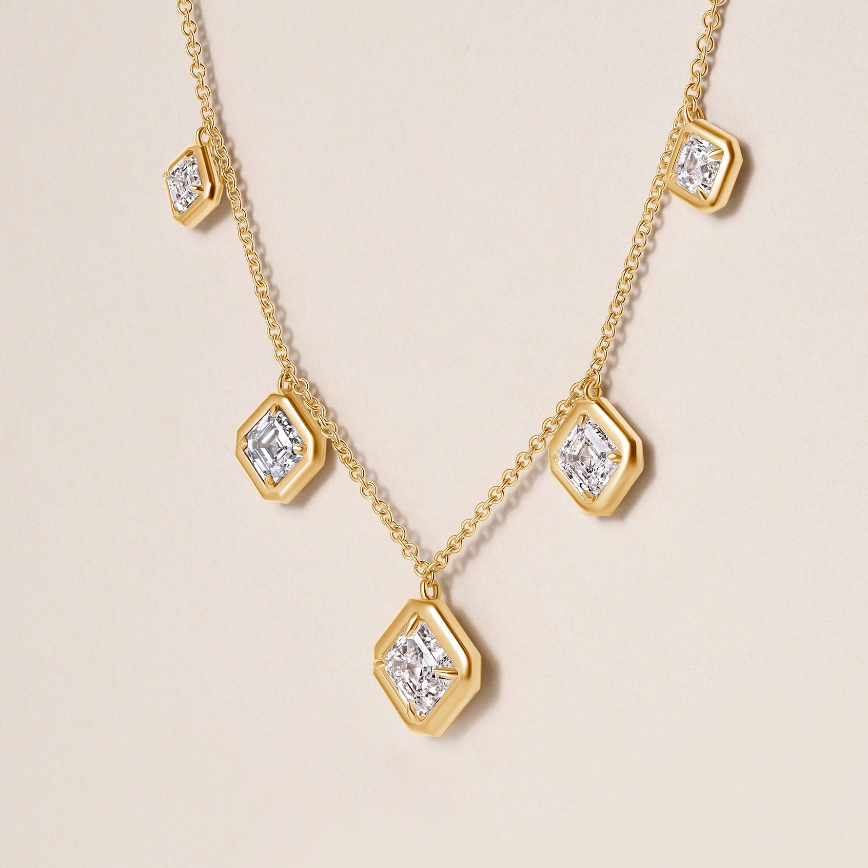 Graduated Asscher Stella Bezel Necklace Necklace ABN-186-AS-G-LGD-1  - Abtin & Co.