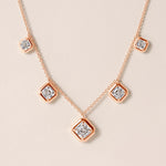 Graduated Asscher Stella Bezel Necklace Necklace ABN-186-AS-G-LGD-3  - Abtin & Co.