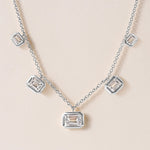 Horizontal Graduated Emerald Cut Stella Bezel Necklace Necklace   - Abtin & Co.