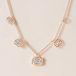 Horizontal Graduated Emerald Cut Stella Bezel Necklace Necklace   - Abtin & Co.