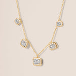 Horizontal Graduated Emerald Cut Stella Bezel Necklace Necklace   - Abtin & Co.