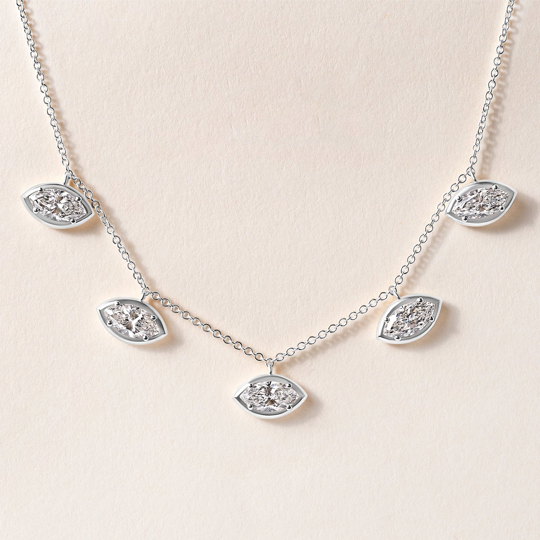 Horizontal Marquise Stella Bezel Necklace Necklace ABN-186-MQ-H-LGD-2  - Abtin & Co.