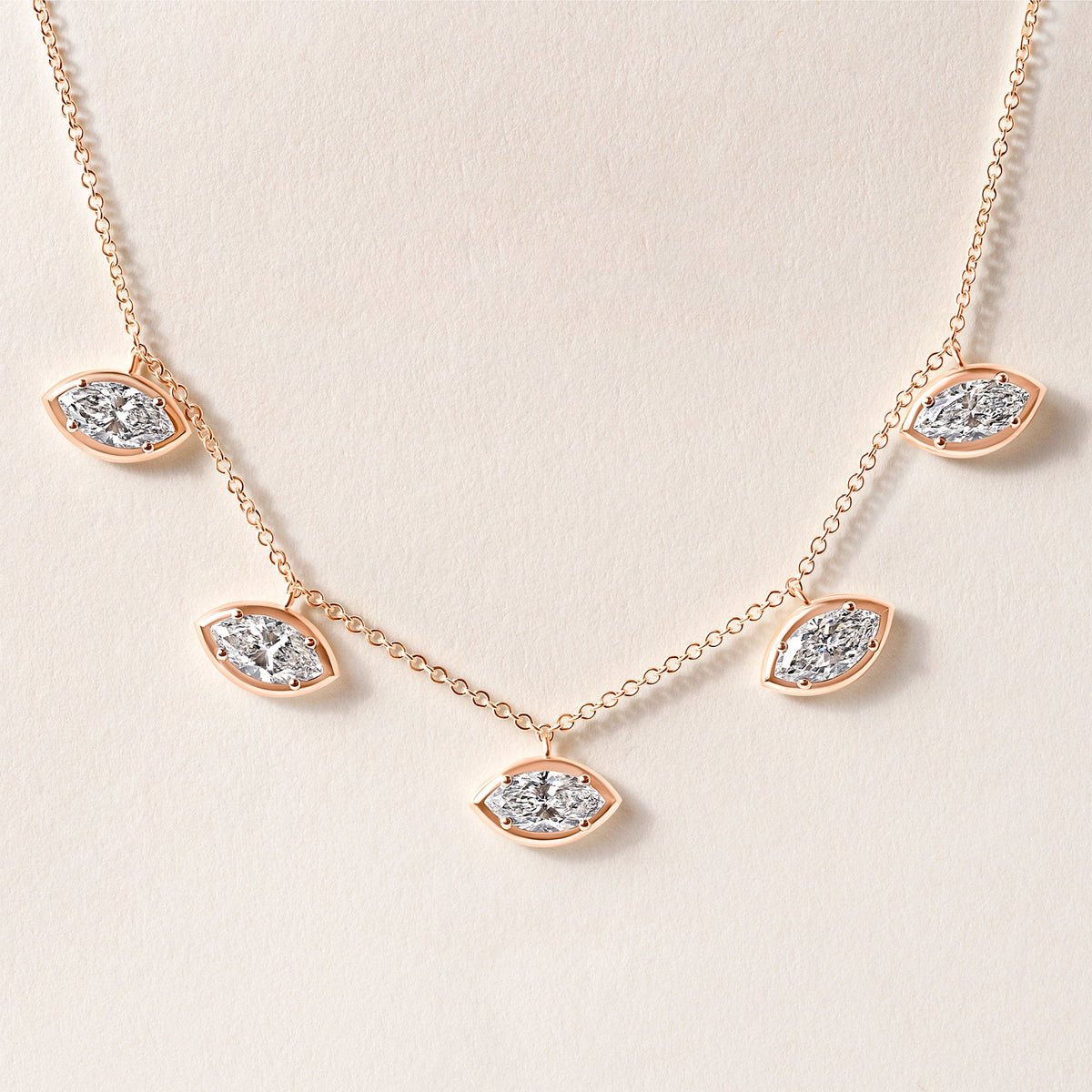 Horizontal Marquise Stella Bezel Necklace Necklace ABN-186-MQ-H-LGD-3  - Abtin & Co.