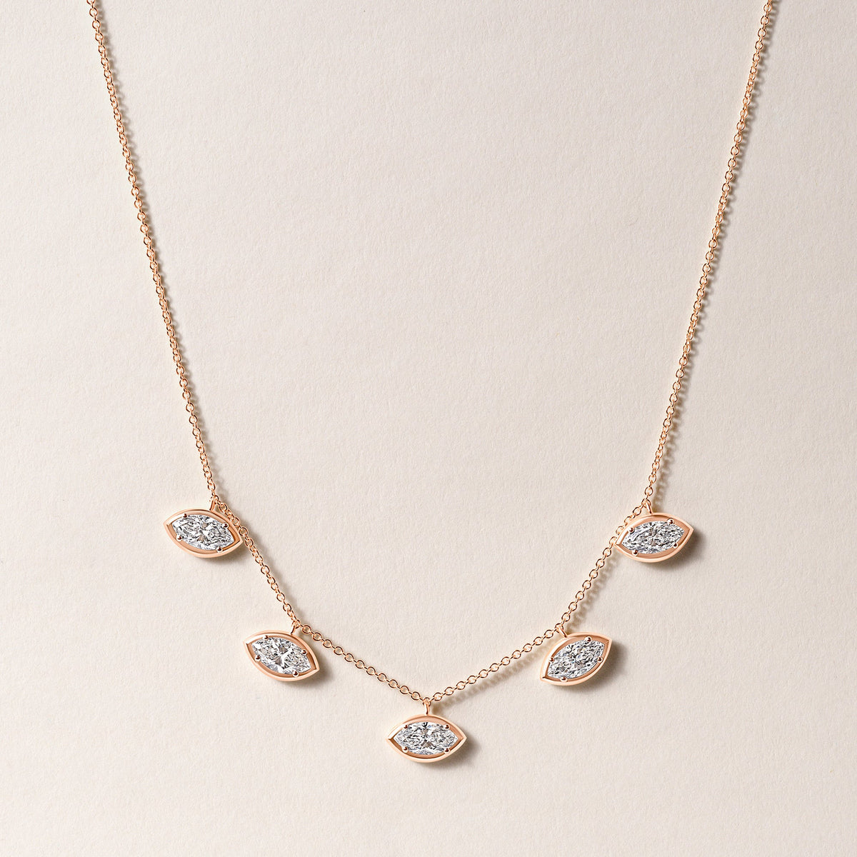 Horizontal Marquise Stella Bezel Necklace Necklace ABN-186-MQ-H-LGD-3  - Abtin & Co.