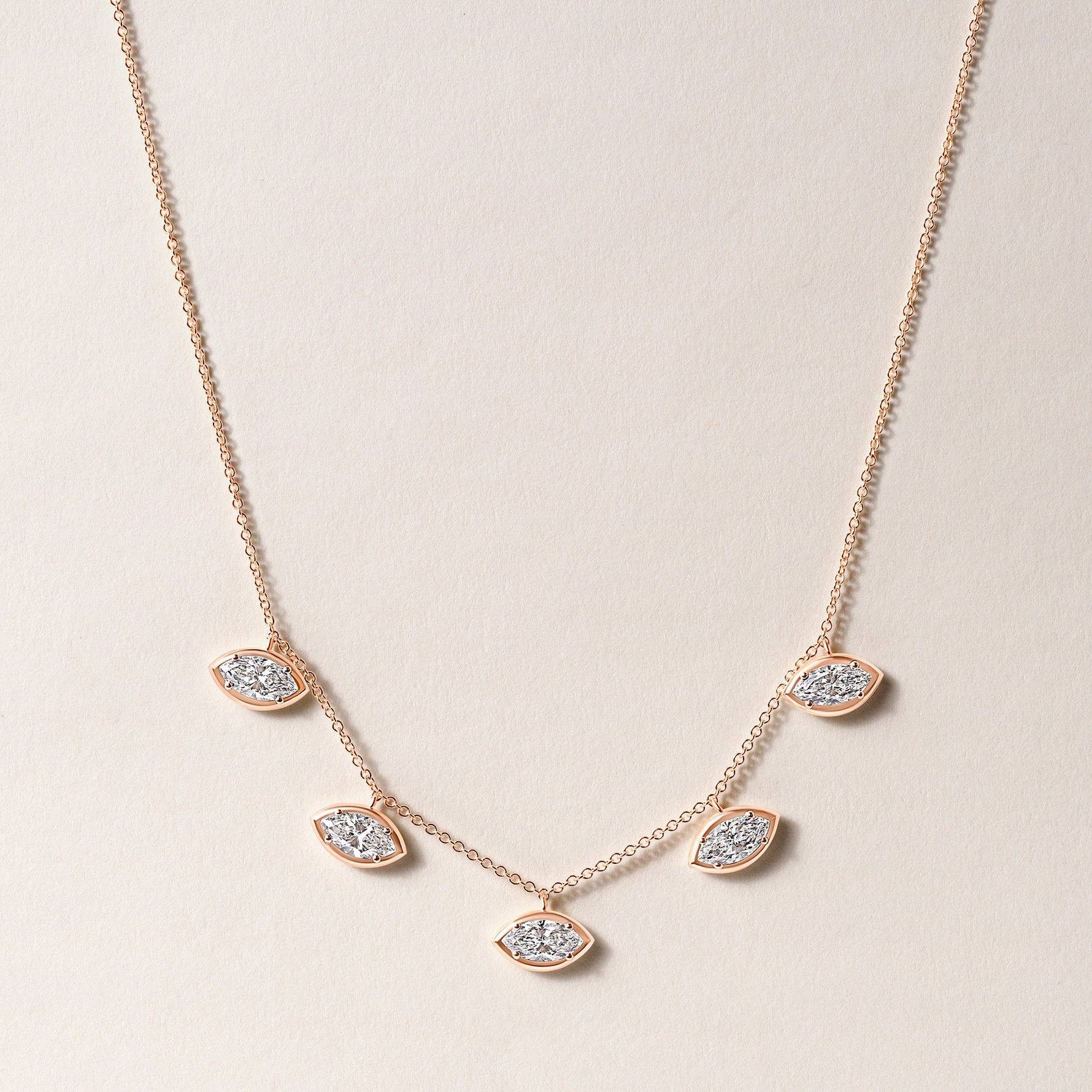 Horizontal Marquise Stella Bezel Necklace Necklace ABN-186-MQ-H-LGD-3  - Abtin & Co.