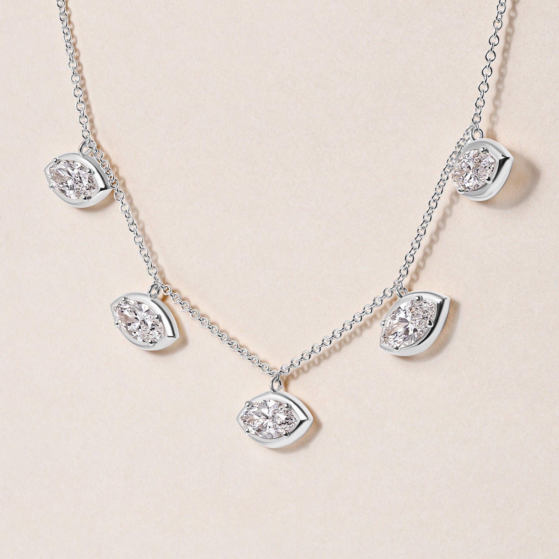 Horizontal Marquise Stella Bezel Necklace Necklace ABN-186-MQ-H-LGD-2  - Abtin & Co.