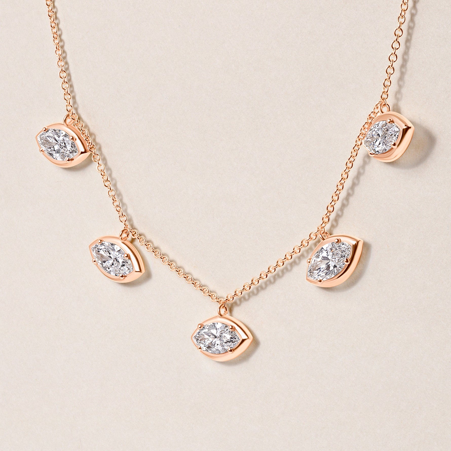 Horizontal Marquise Stella Bezel Necklace Necklace ABN-186-MQ-H-LGD-3  - Abtin & Co.